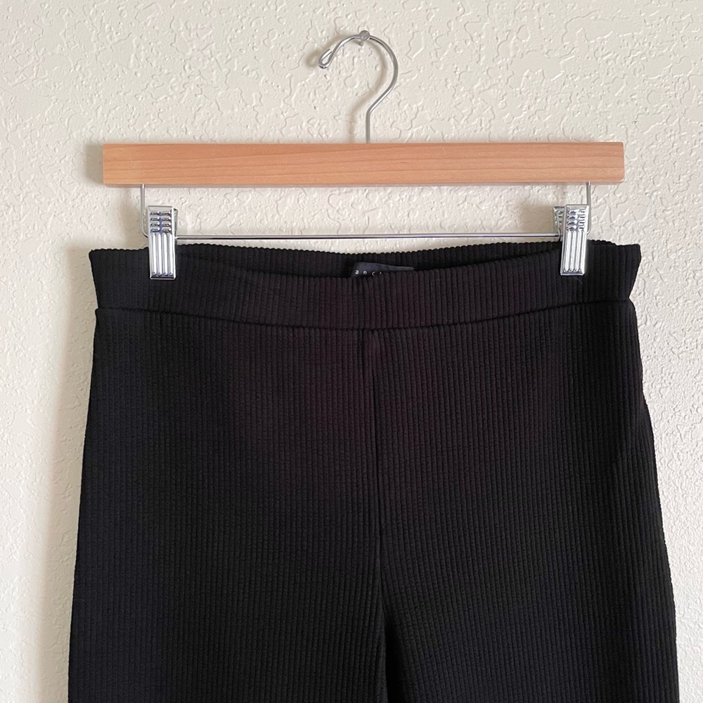 Sanctuary Anthropologie Black The Kicker High Waisted Ribbed Flare Leggings - Picture 4 of 9